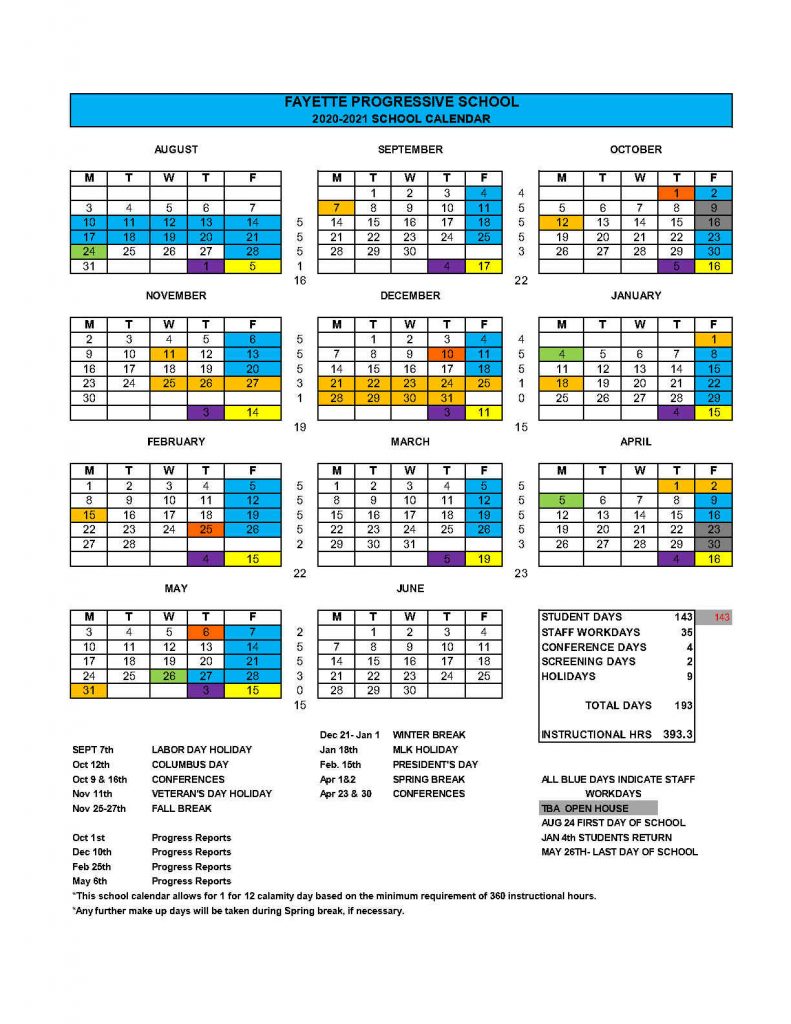 Cedarville 2021 Calendar